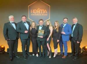 The project team collecting their award at the HEFMA Awards 2022