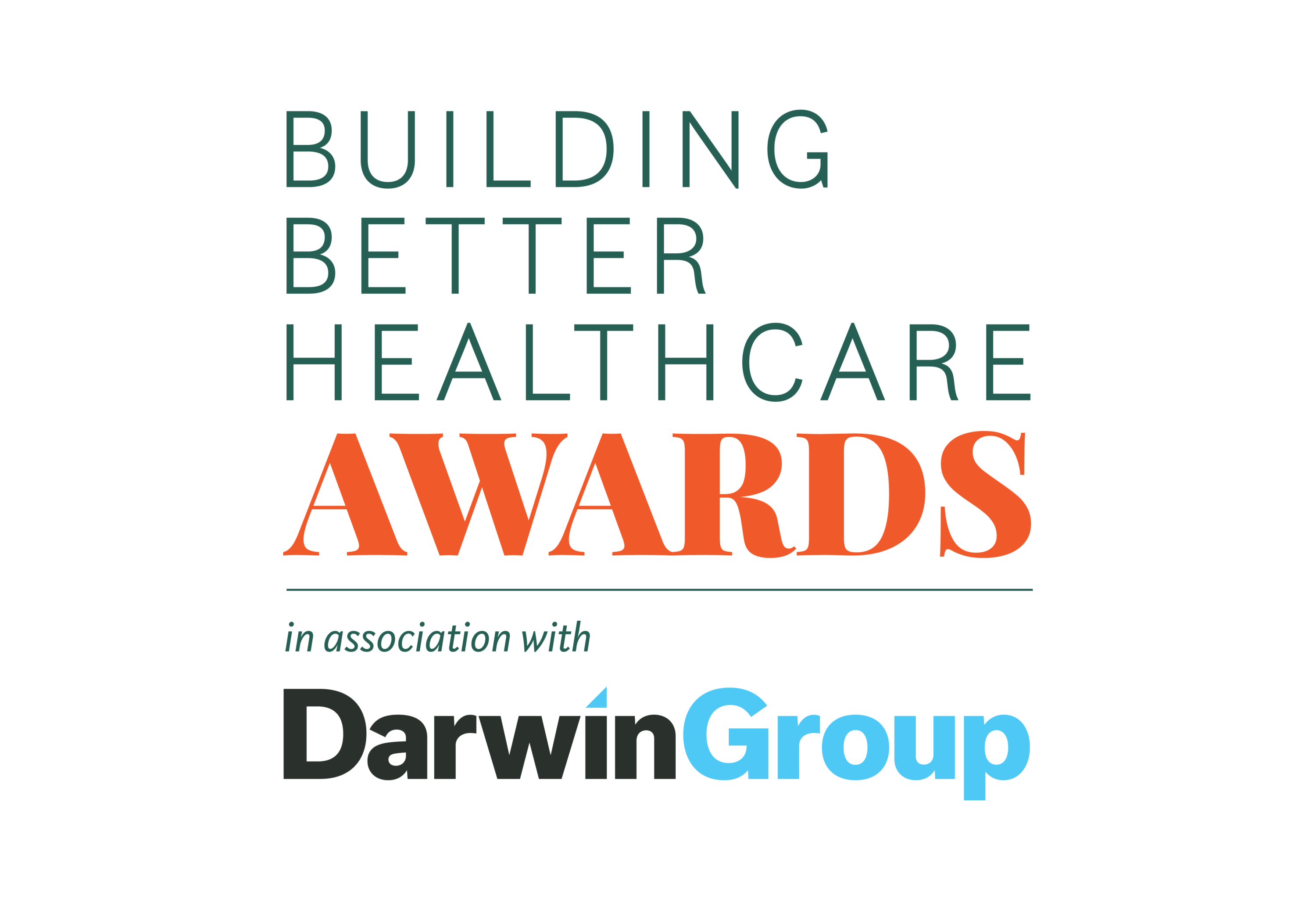 Building Better Healthcare Awards logo, incorporating the Darwin Group logo